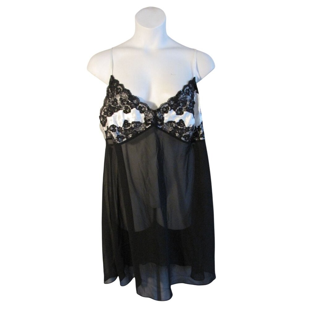 Cacique by Lane Bryant 22/24 3X Black White Sheer Sexy Nightie